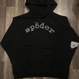 Sp5der Black Hoodie Size M VVS Style Streetwear